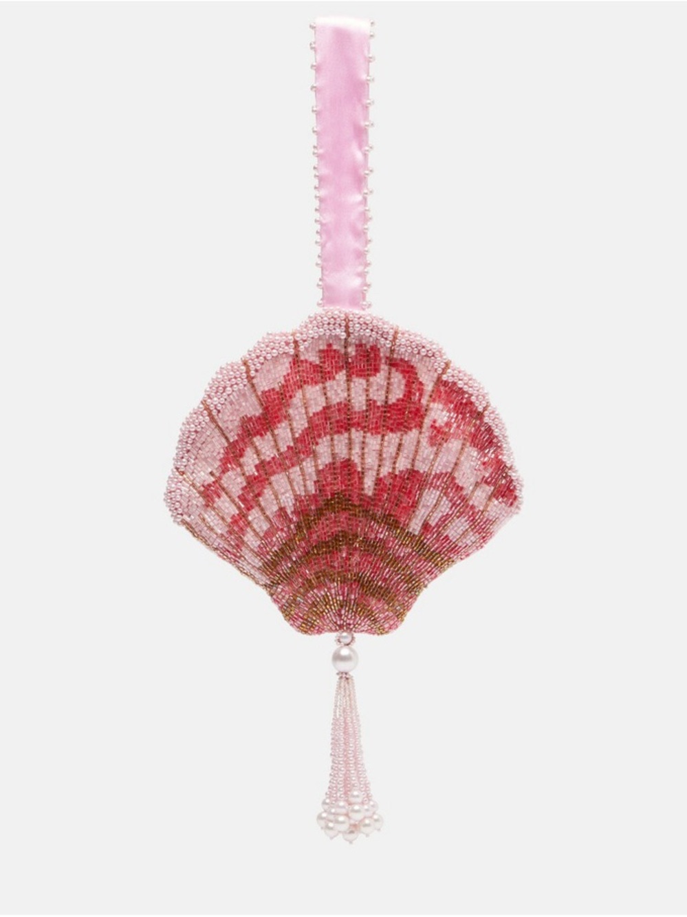 Clio Peppiatt Seashell beaded satin clutch